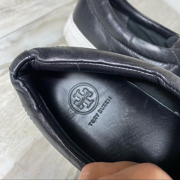 Tory Burch Black Leather Sneakers - Picture 8 of 9